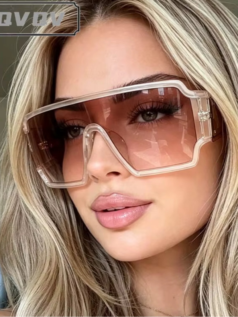 8 Other Reasons Oversized Shield Sunglasses - Pink Brown Gradient